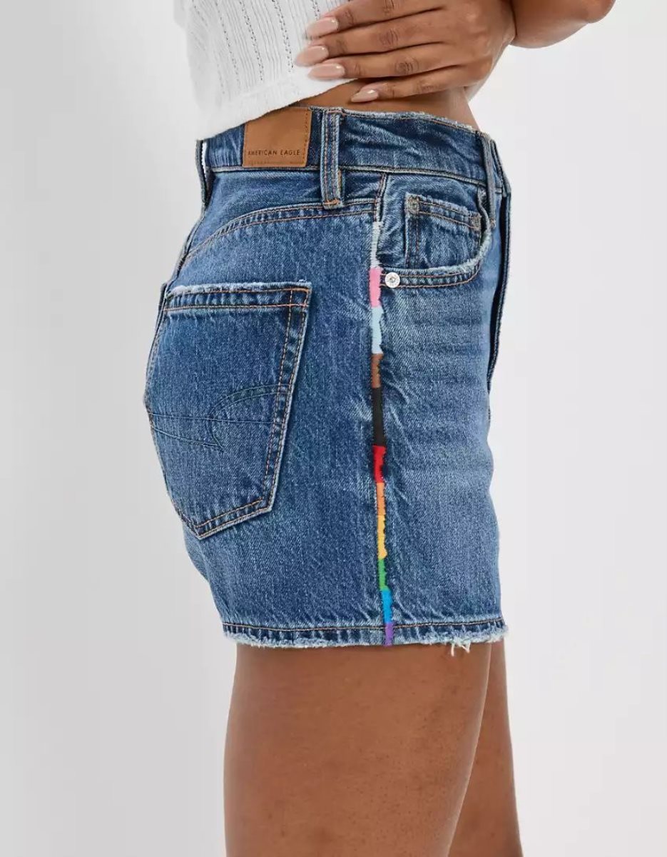 Shorts American Eagle AE Olivia Ponton Pride Denim Highest Taille '90s Boyfriend Indigo Foncé Lavage Femme | RKD-51904555